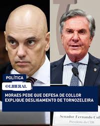 Moraes dá prazo para defesa de Collor explicar desligamento de tornozeleira eletrônica